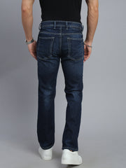 Dark Blue Regular Straight Fit Stretchable Jeans