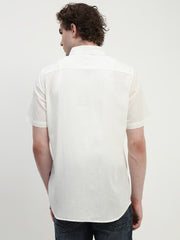 Off White Half Sleeve Relsx Fit Shirt With Pocket