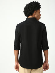 Black Full Sleeve Slim Shirt With Pocket