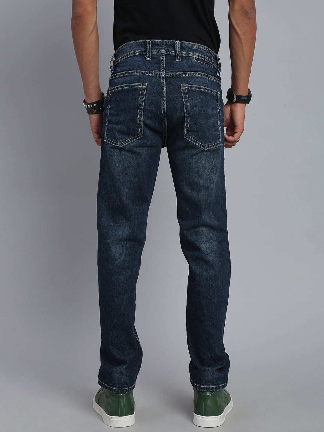 Dark Blue Vintage Regular Straight Fit Stretchable Jeans
