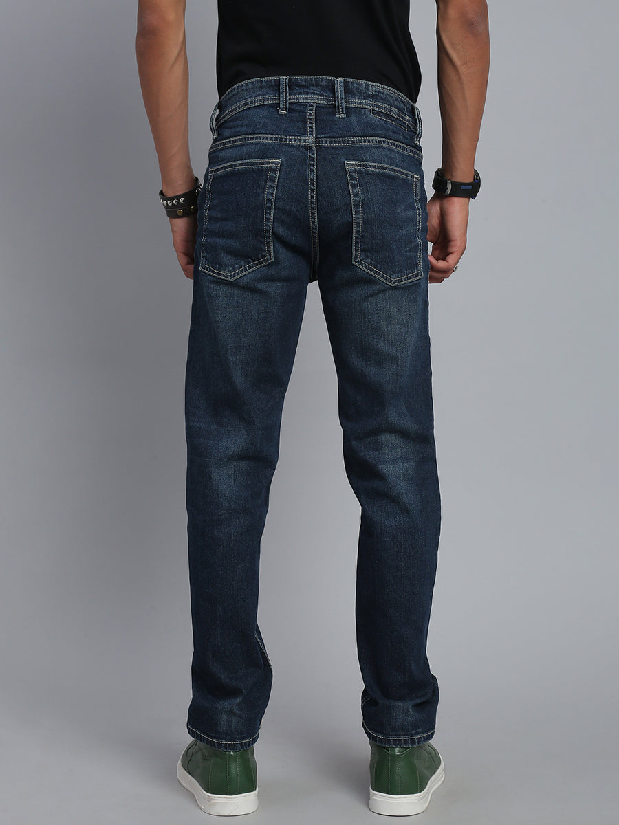 Dark Blue Vintage Regular Straight Fit Stretchable Jeans