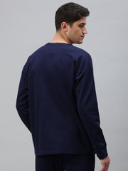 Navy Blue Cotton Sweat Shirt With Pocket