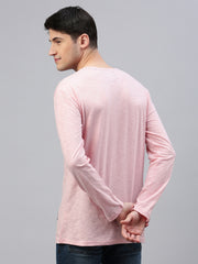 Pink Henley Neck Full Sleeve t-shirt
