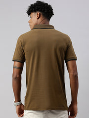 Khakhi  Polo Collar Half T-Shirt