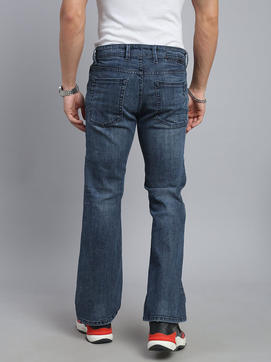 Ash Blue Boot Cut Fit Stretchable Jeans