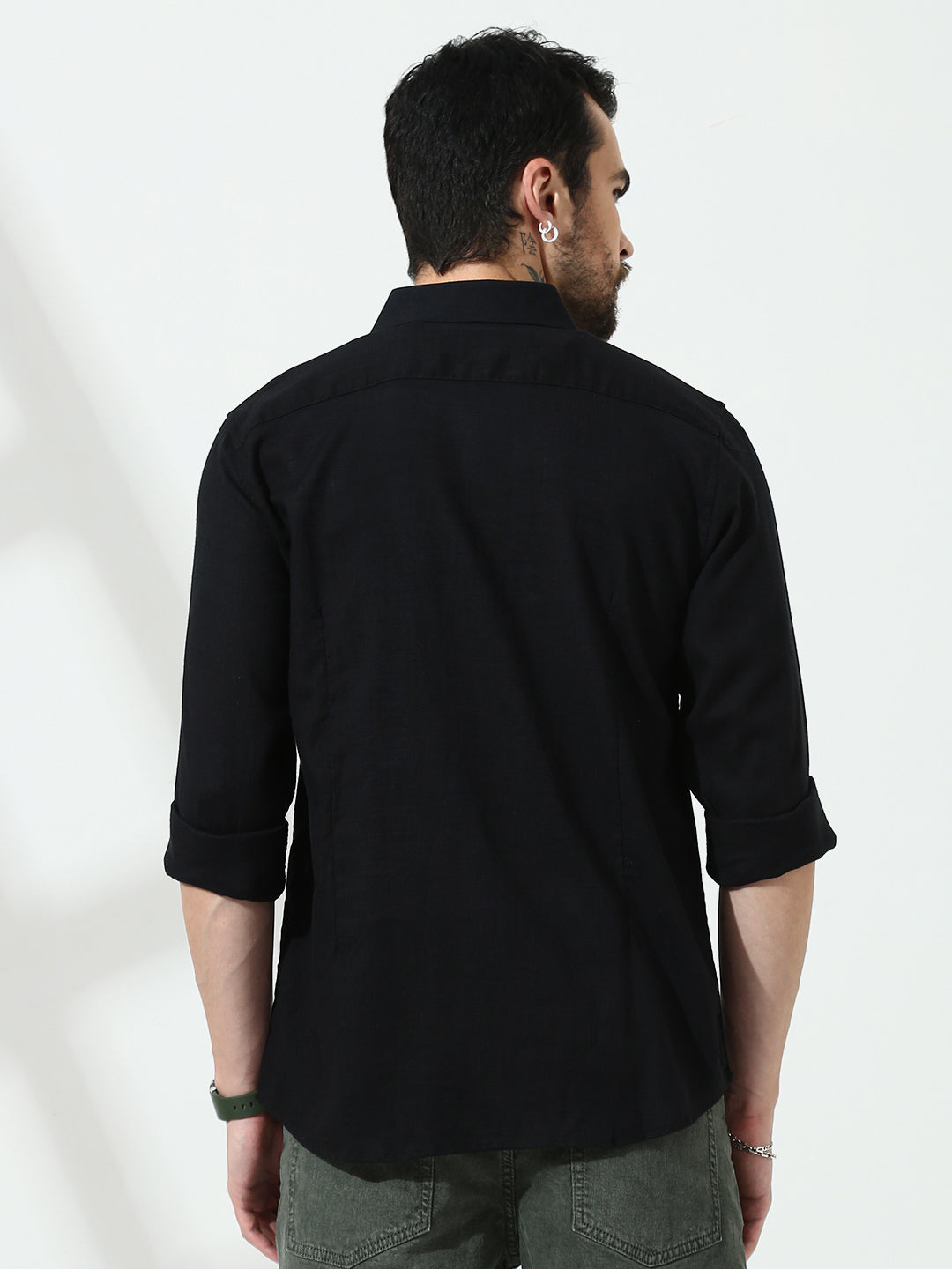 Black Full Sleeve Slim Fit Shirt Without Pocket
