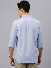 Ice Blue Doble Cloth Cotton Shirt With Pocket
