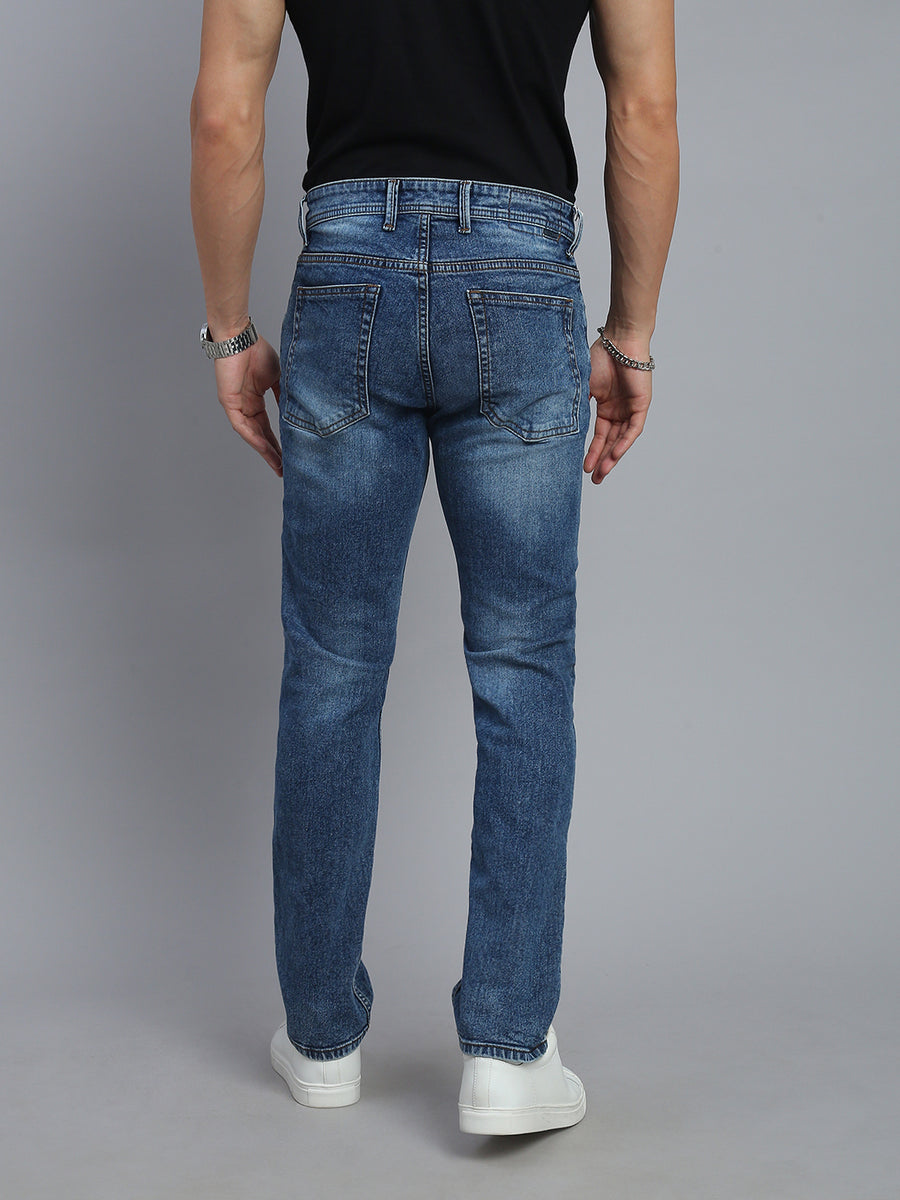 Mild Blue Regular Straight Fit Stretchable Jeans