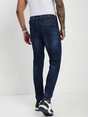 Blue Poly Stretch Trapped Fit Jeans