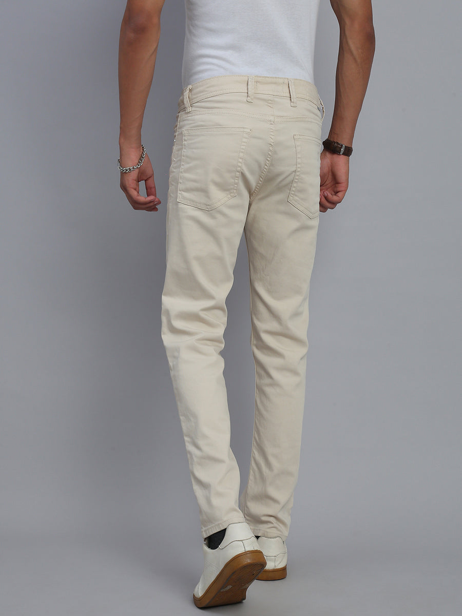 Cream Comfort Slim Fit Stretchable Jeans