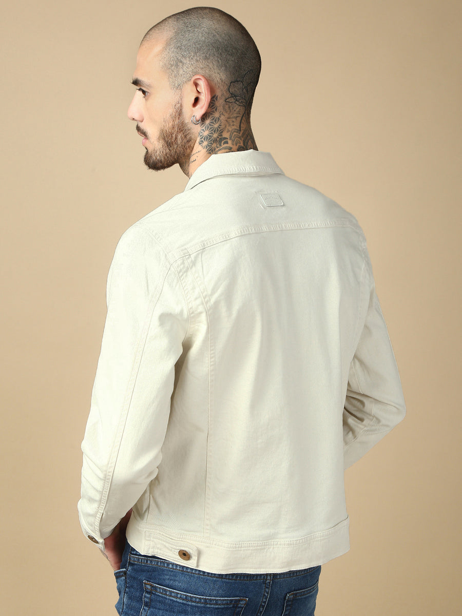 Beige Over Dyeing Slim Fit Jacket