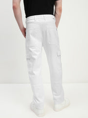 White Front Patch Pocket Loos Fit Cargo Paint