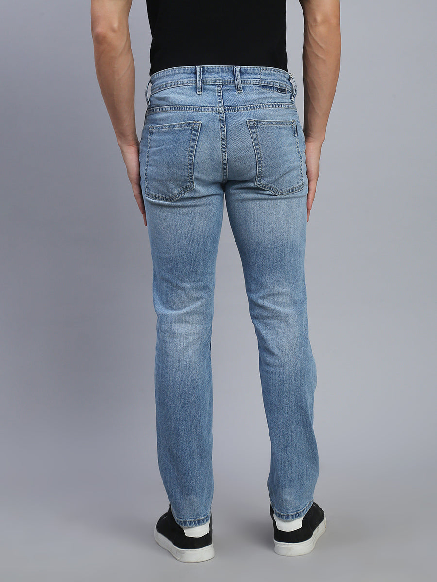 Light Blue Regular Straight Fit Stretchable Jeans