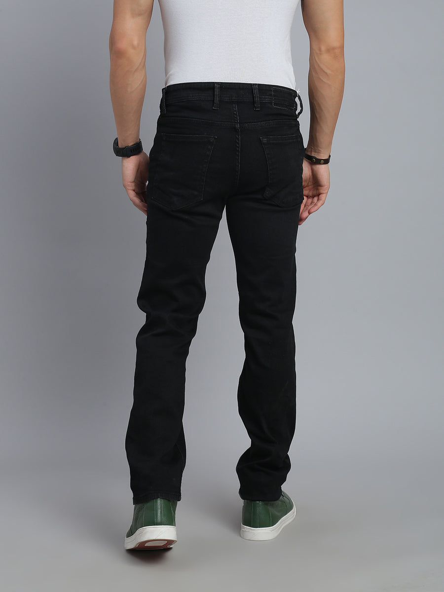 Black Regular Straight Fit Stretchable Jeans