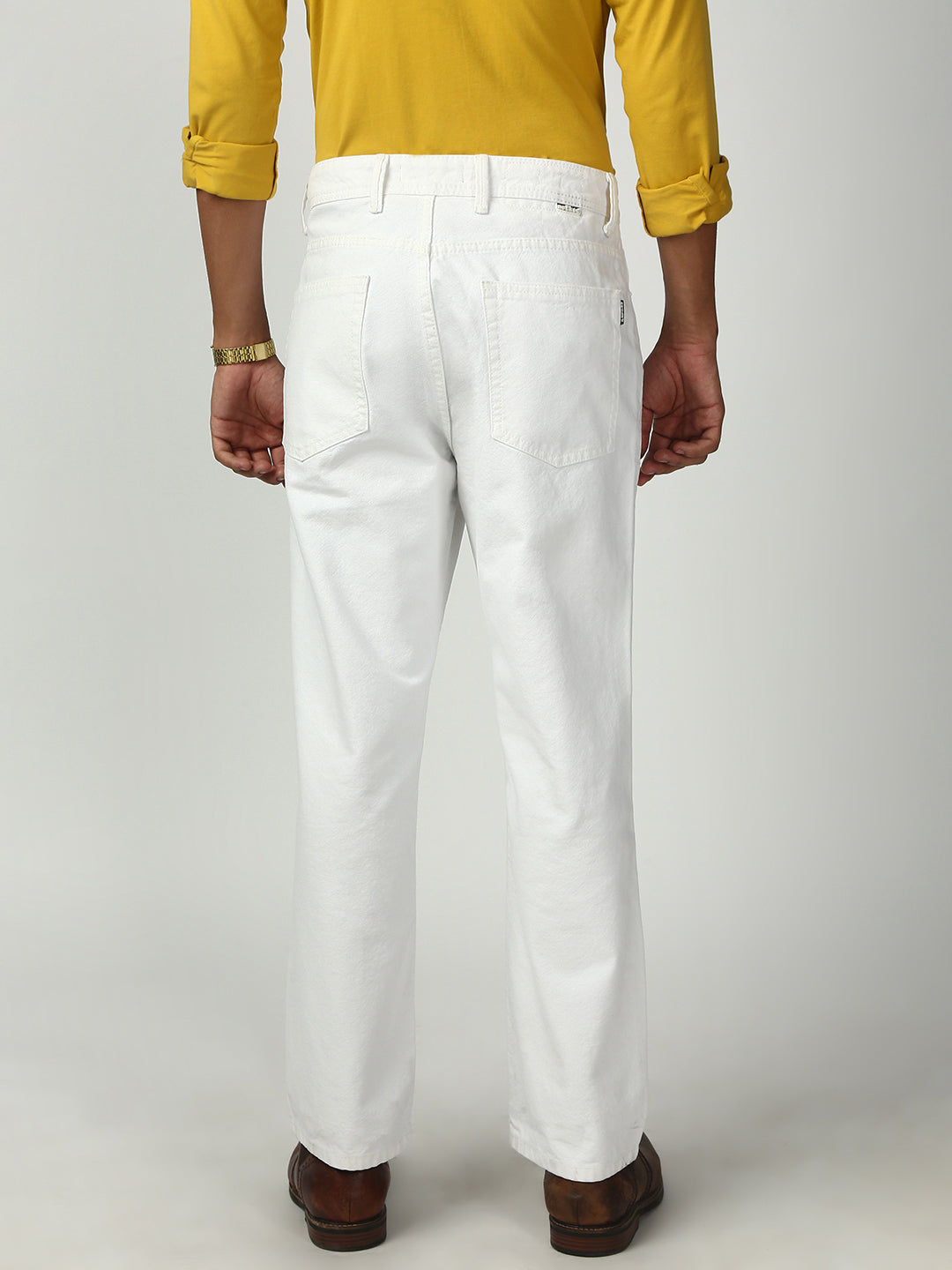 White Straight Fit Cotton Jeans