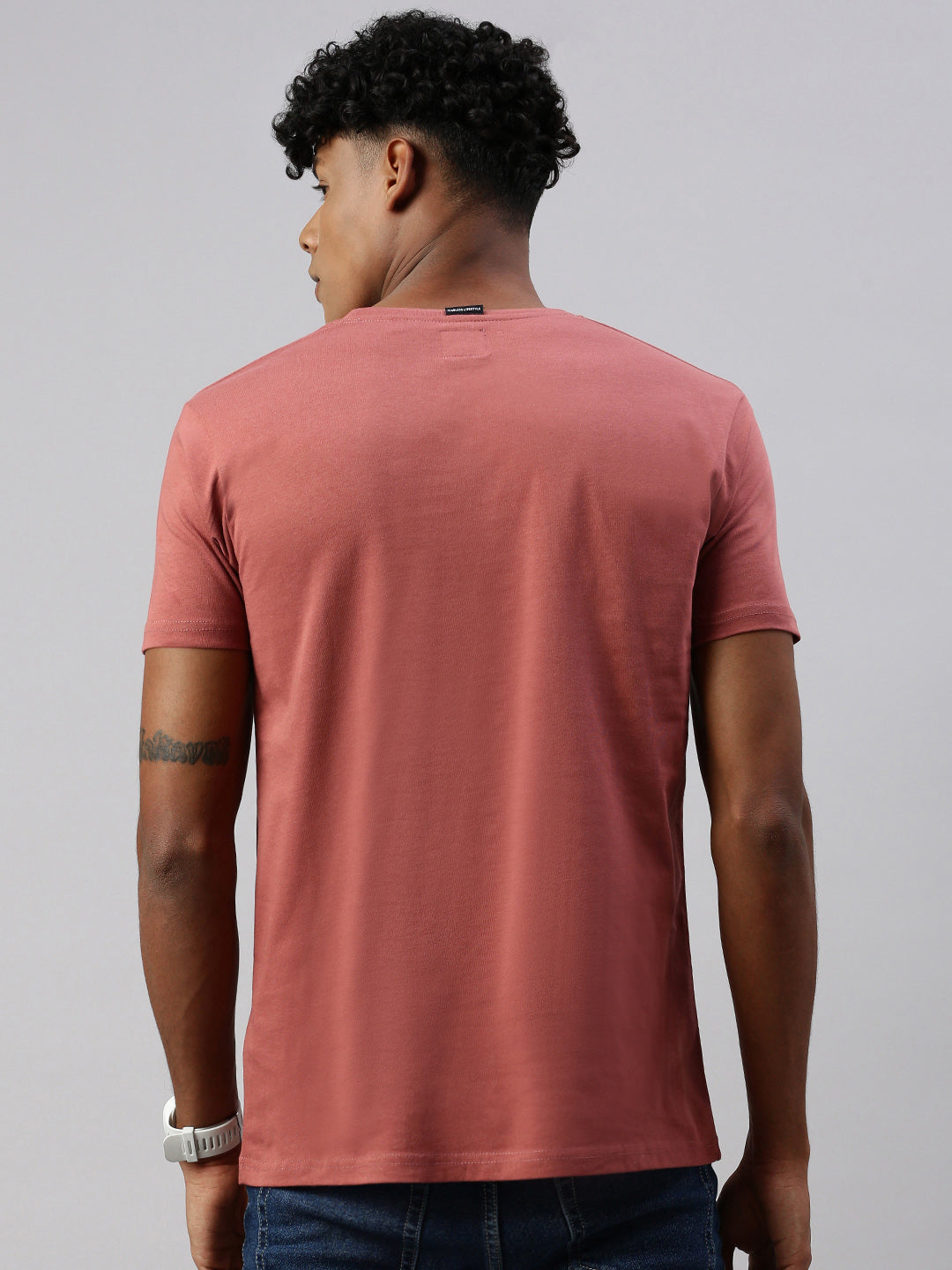 Rust Printed Round Neck Half Sleeve T-shirt