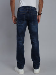 Dark Blue Regular Straight Fit Stretchable Jeans