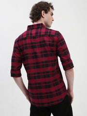 Oxford Checks Full Sleeve Slim Fit Shirt Without Pocket