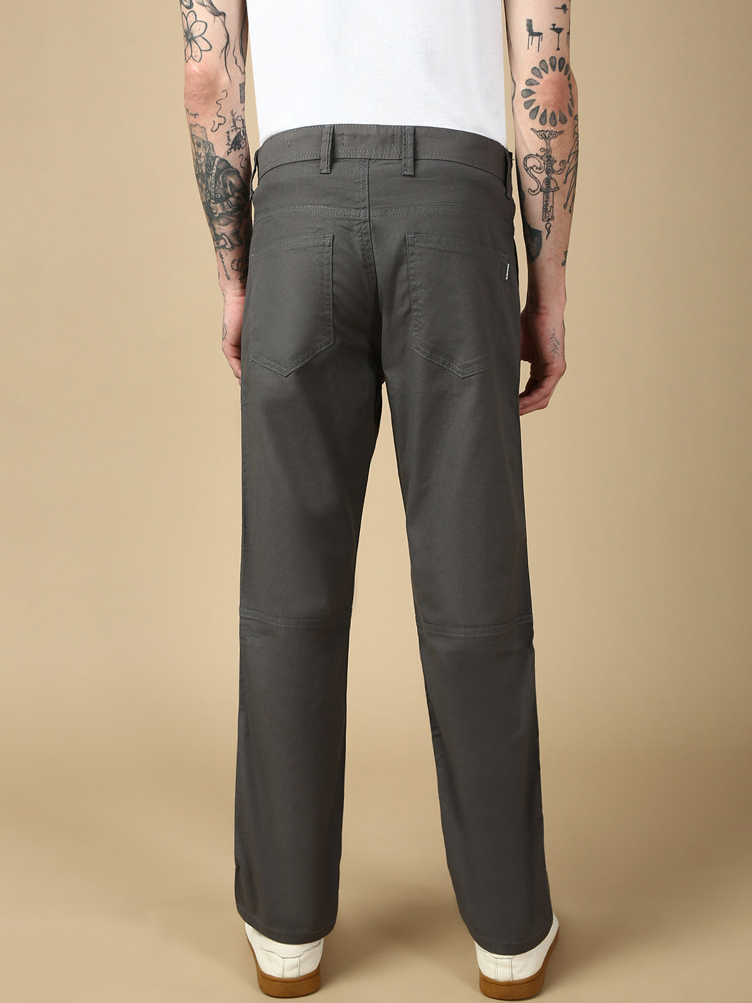 Grey Front Patch Pocket Straight Fit Cargo Paint