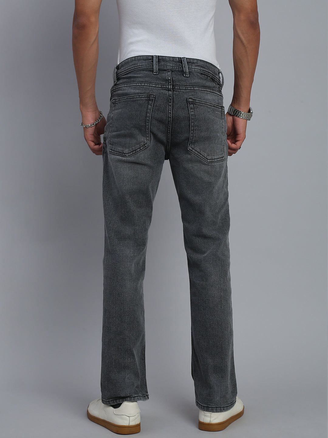 Grey Boot Cut Fit Stretchable Jeans