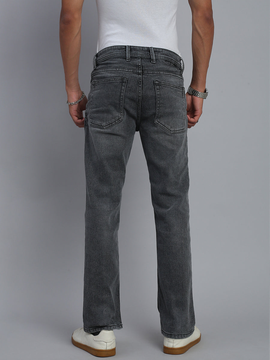 Grey Boot Cut Fit Stretchable Jeans