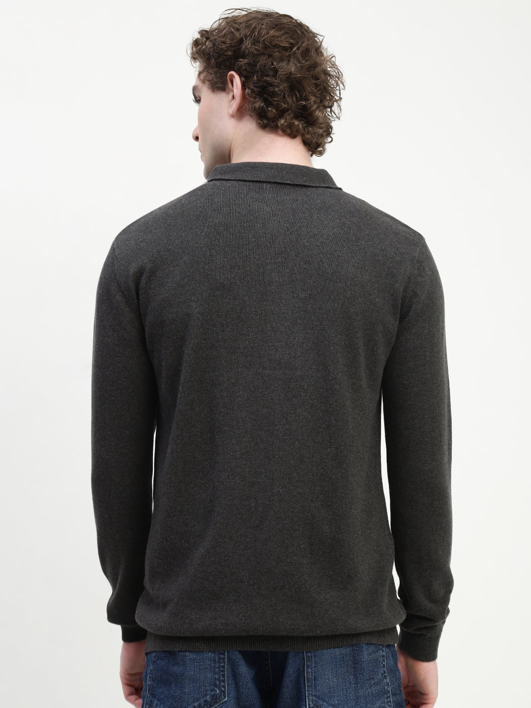 Dark Gray Knit Cardigan Full Sleeve Relax Slim Fit Shirt Without Pocket