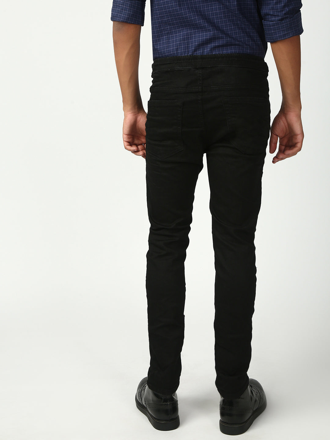 Black Skinny Elastic Belt Jeans
