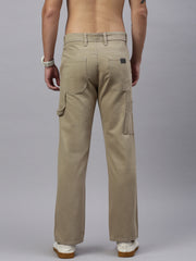 Light Khaki Straight Fit Cross Pocket Men’s Cotton Pants