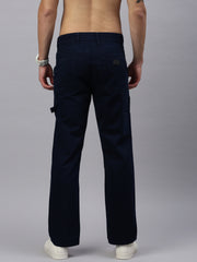 Navy Blue Straight Fit Men’s Cotton Pants
