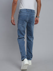 Ice Blue Regular Straight Fit Stretchable Jeans