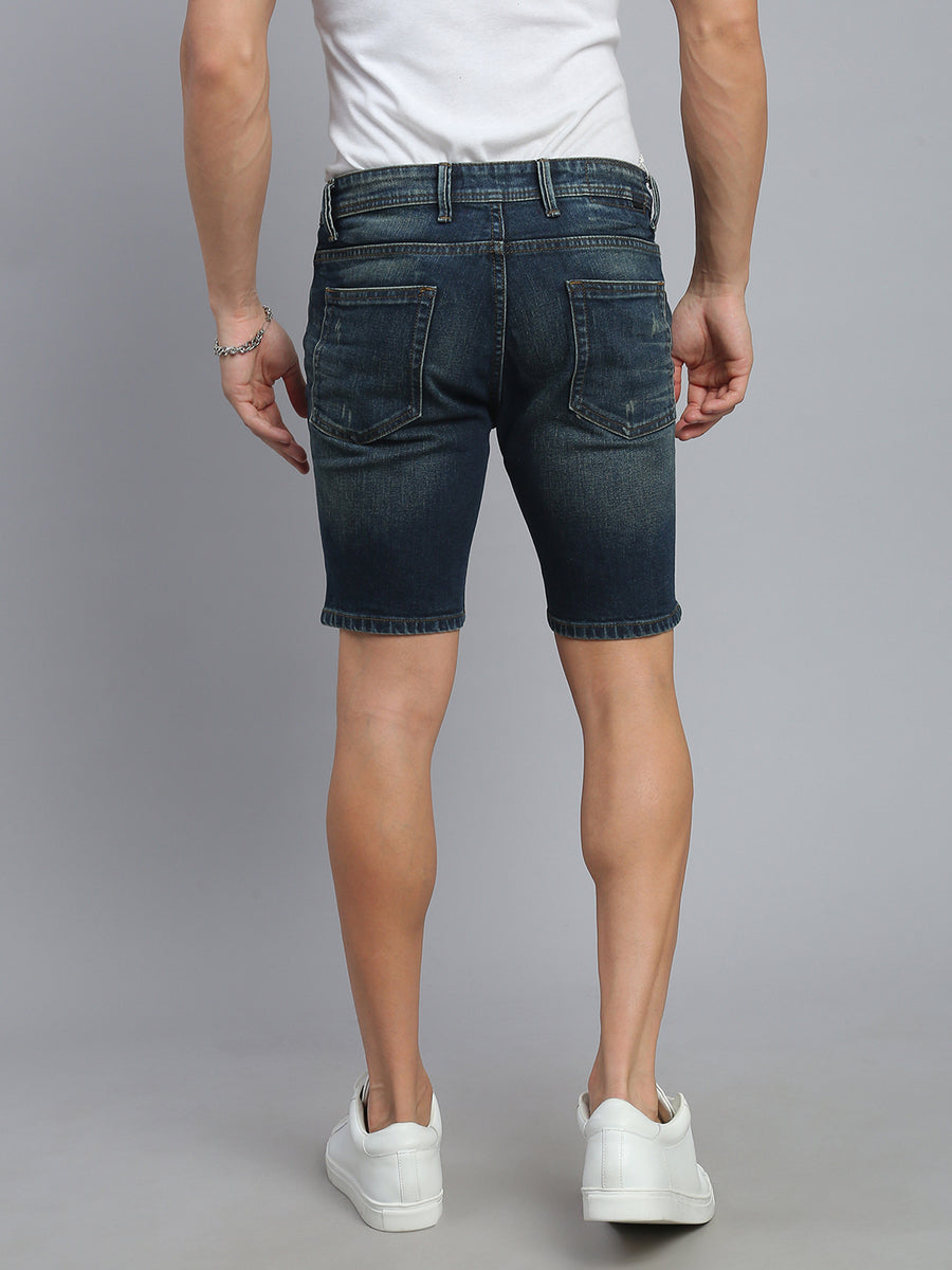 Dark Blue Vintage Slim Fit Shorts