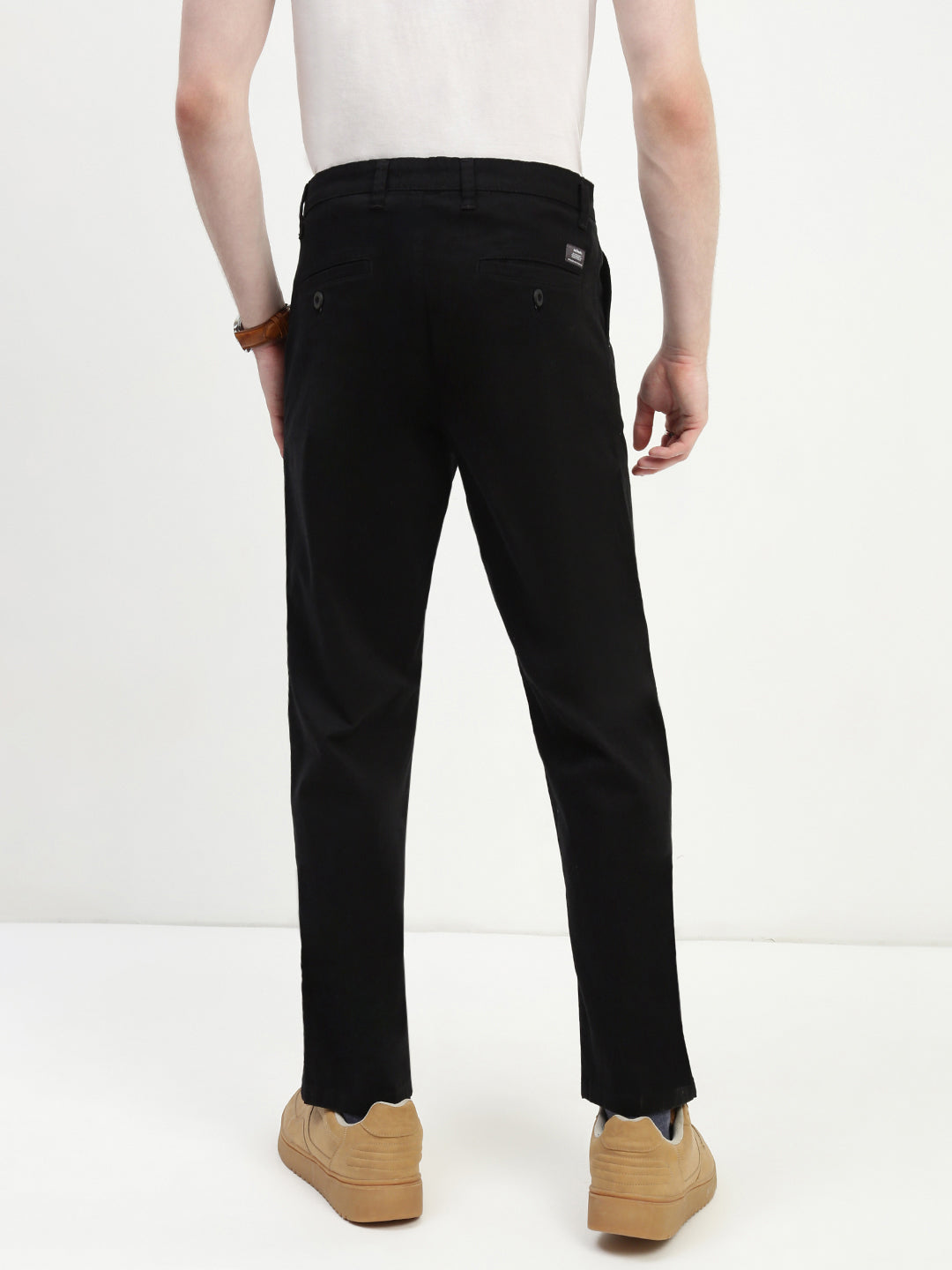 Black Straight Fit Cross Pocket Cotton Pants