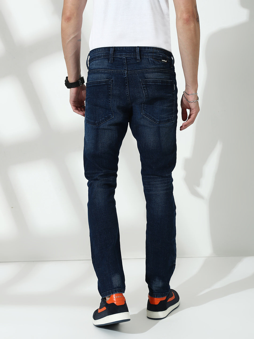 Blue Stretch Trapped Fit Jeans