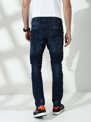Blue Stretch Trapped Fit Jeans
