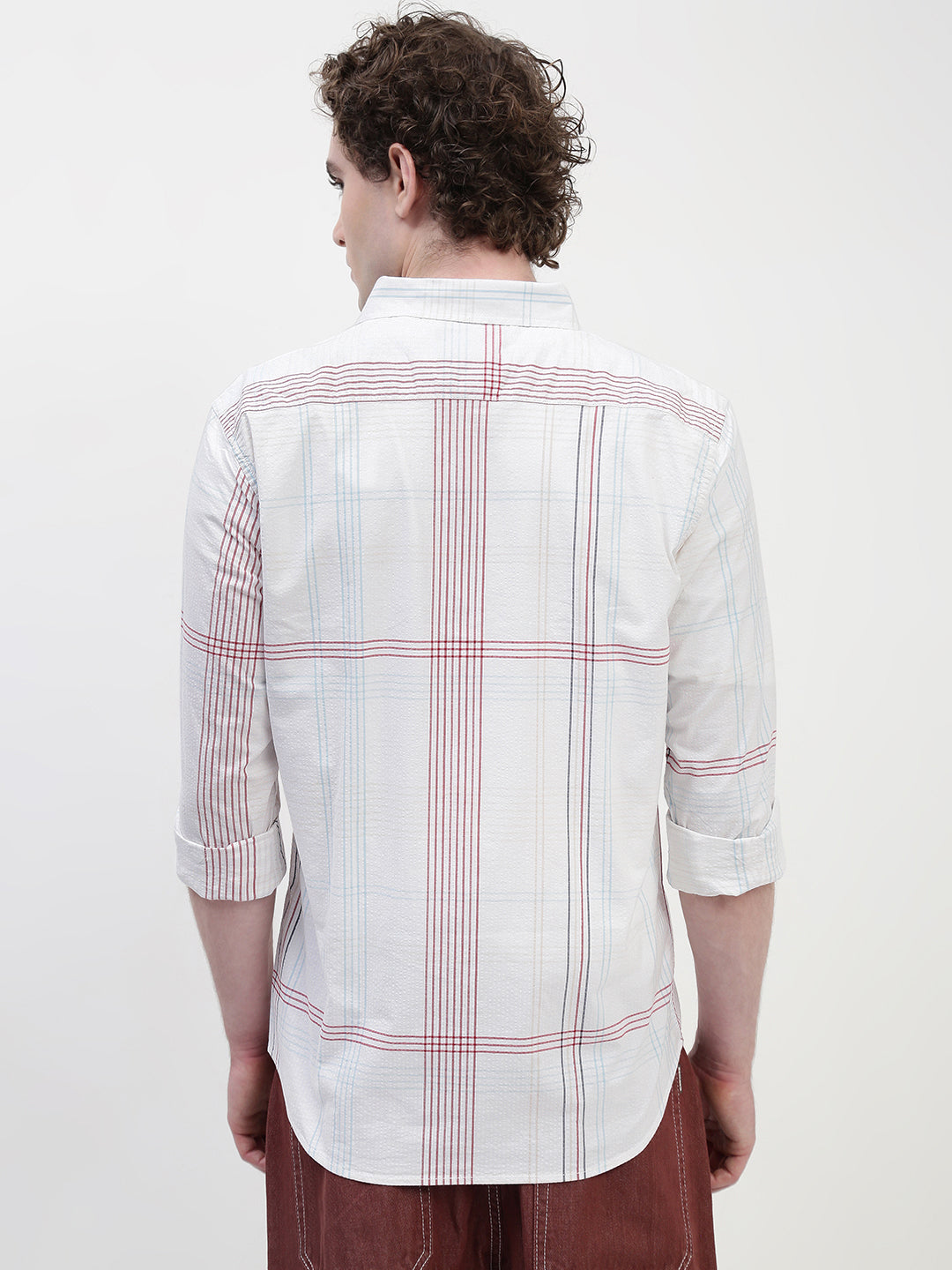 Checks Full Sleeve Slim Fit Shirt Without Pocket