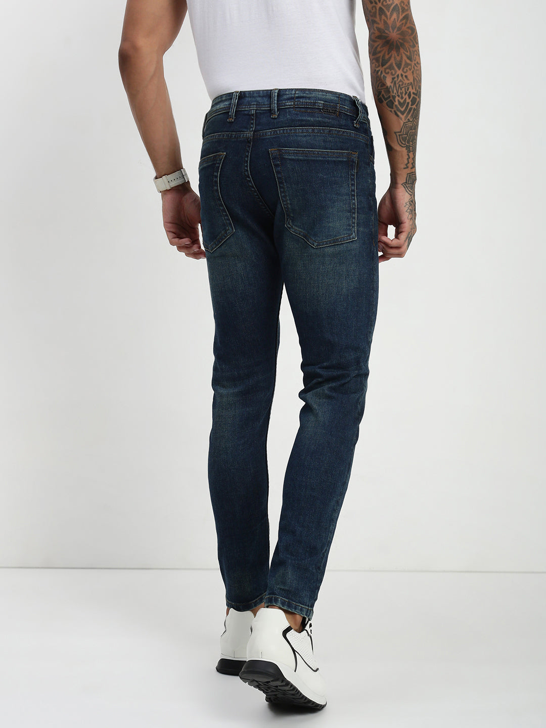 Vintage Blue Poly Stretch Trapped Fit Jeans