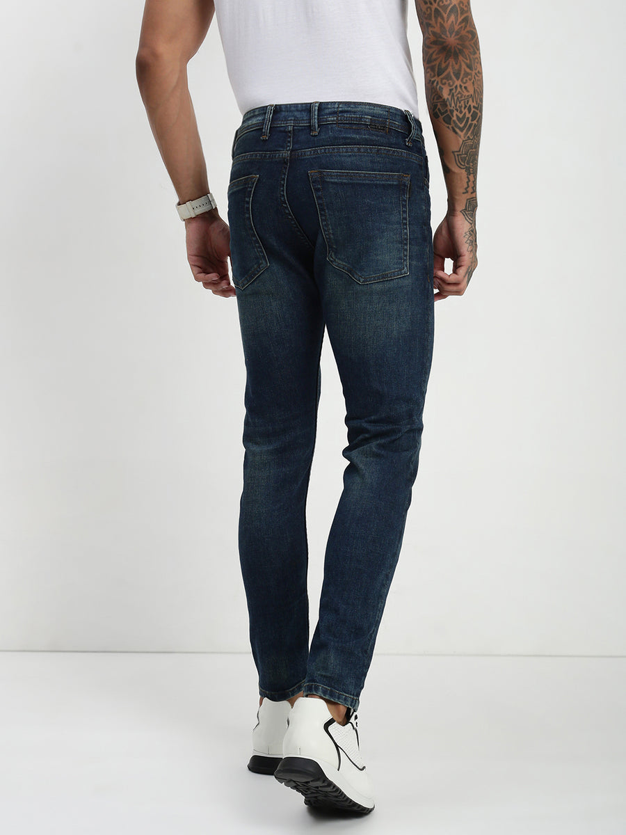 Vintage Blue Poly Stretch Trapped Fit Jeans