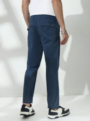 Navy Blue Straight Fit Cotton Pant