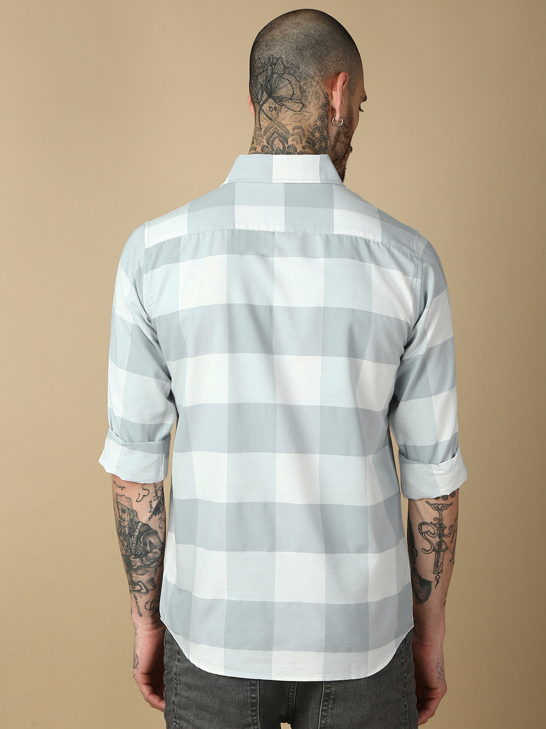 Checks Full Sleeve Slim Shirt Without Pocket