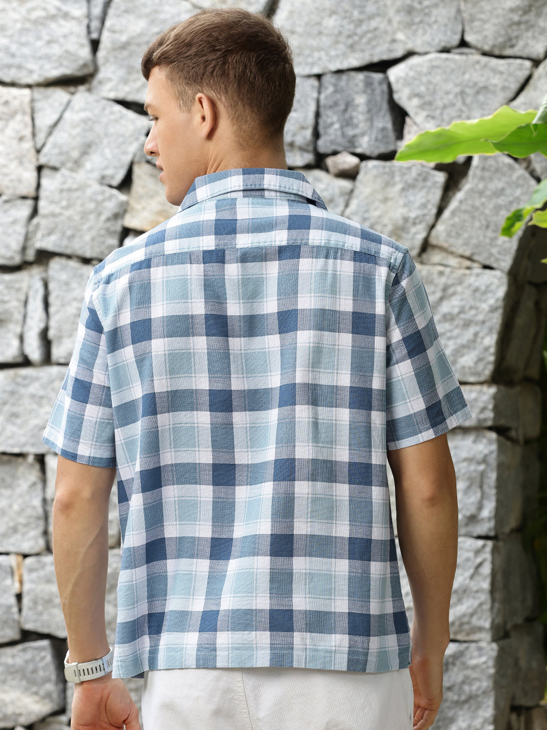 Checks Half Sleeve Oversize Shirt With Pocket
