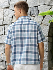 Checks Half Sleeve Oversize Shirt With Pocket