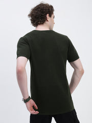 Crew Neck See Through Olive Cotton T-Shirt