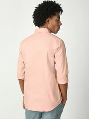 Orange Full Sleeve Slim Shirt With Pocket