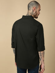 Bottel Green Full Sleeve Slim Shirt With Pocket