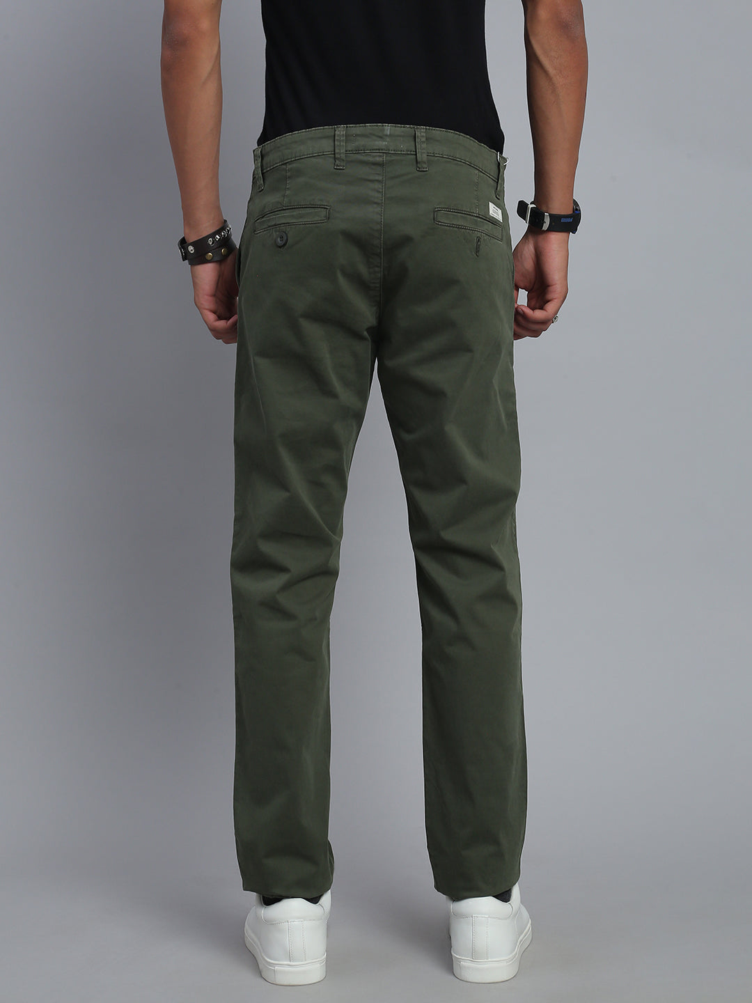 Dark Olive Green Comfort Slim Fit Chinos Paint