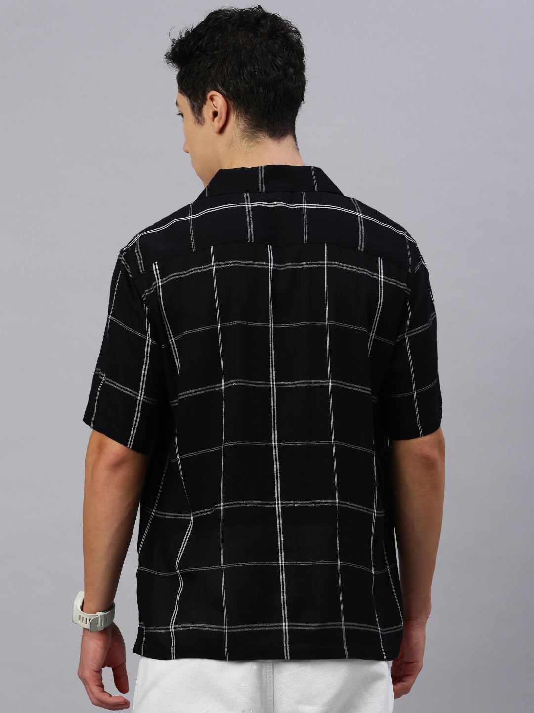 Checks Half Sleeve Oversize Shirt With Pocket