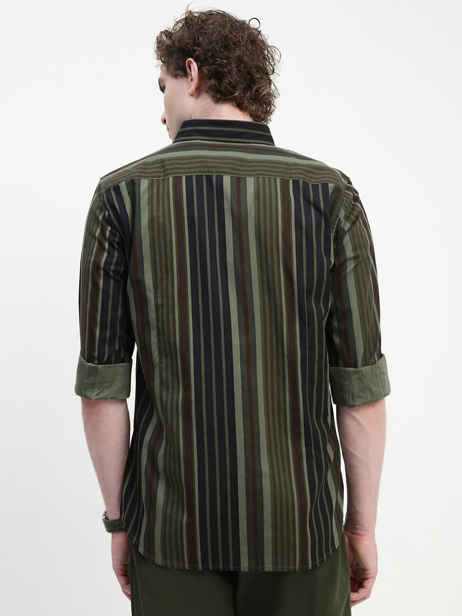 Stripe Full Sleeve Slim Fit Shirt Without Pocket