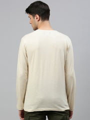 Natural Henley Neck Full Sleeve t-shirt