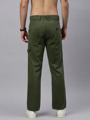 Olive Straight Fit Men’s Cotton Pants