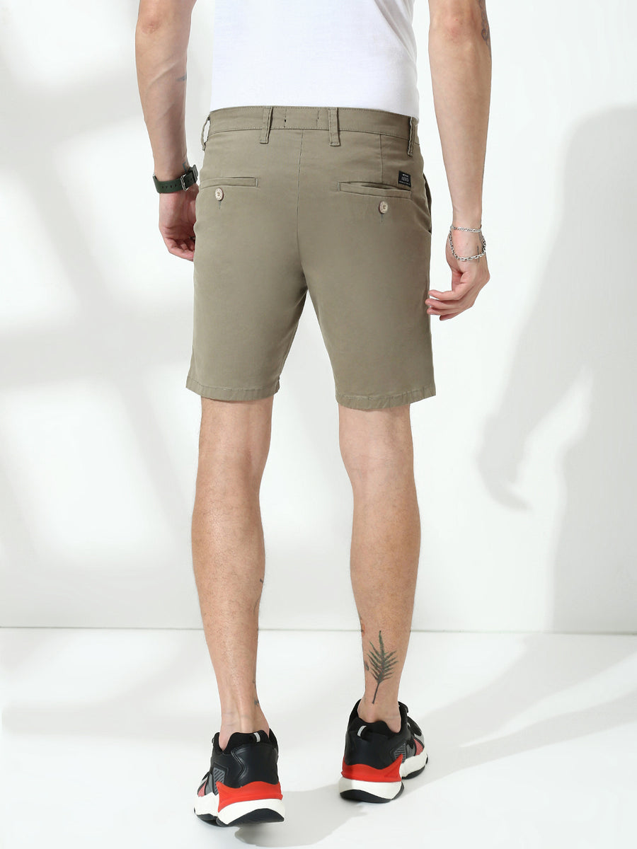 Dark Beige Skinny Fit Chinos Shorts